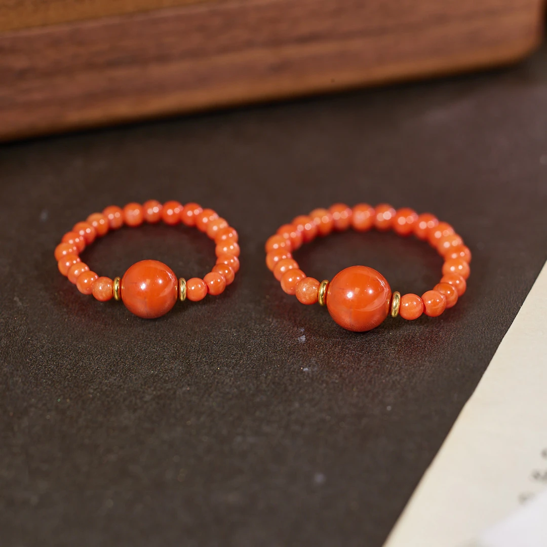 玉峰珠宝【安娜】南红米珠戒指【H1926】多样性发一