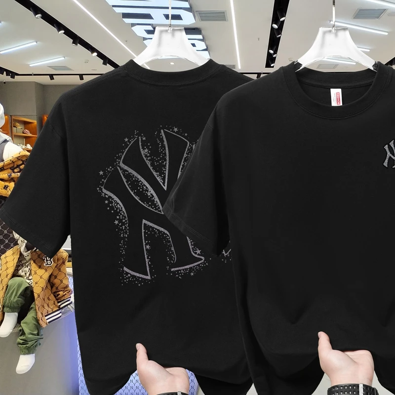 【奥莱同款】男士短袖T恤休闲潮流美式印花宽松情侣纯棉上衣