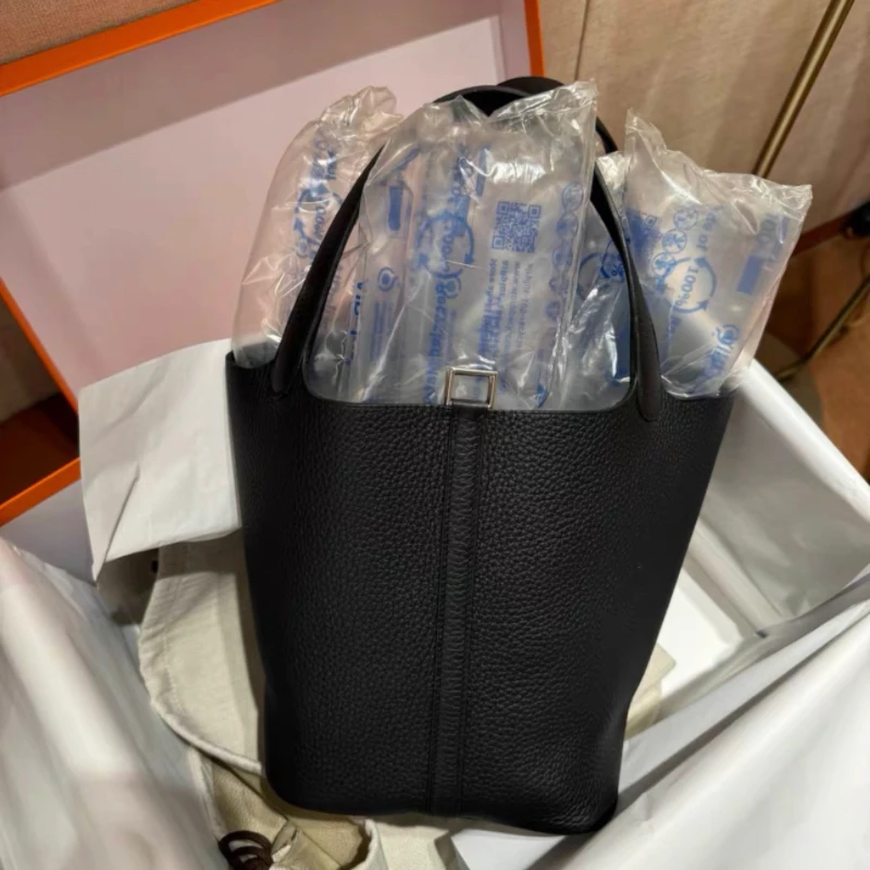 99新 Hermes/爱马仕  爱马仕黑银菜篮子22手提包