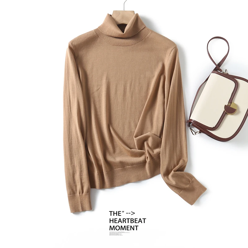 高领可机洗100%绵羊毛澳洲超细美丽诺纯羊毛衫长袖针织打底HN659