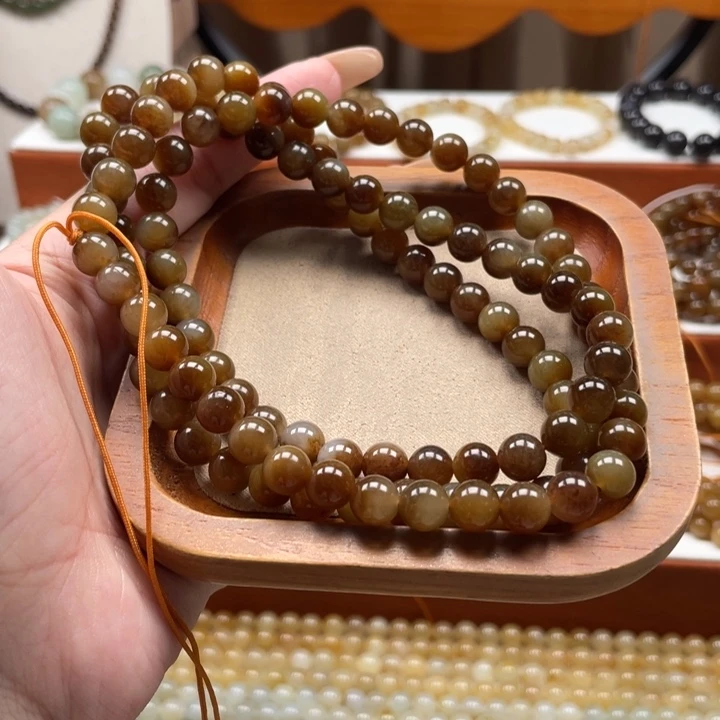 和田玉未镶嵌毛衣链珠串8mm