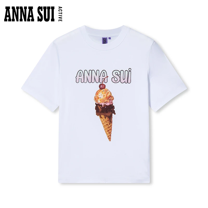 ANNA SUI安娜苏运动 冰淇淋印花圆领休闲短袖T恤百搭夏季25106306