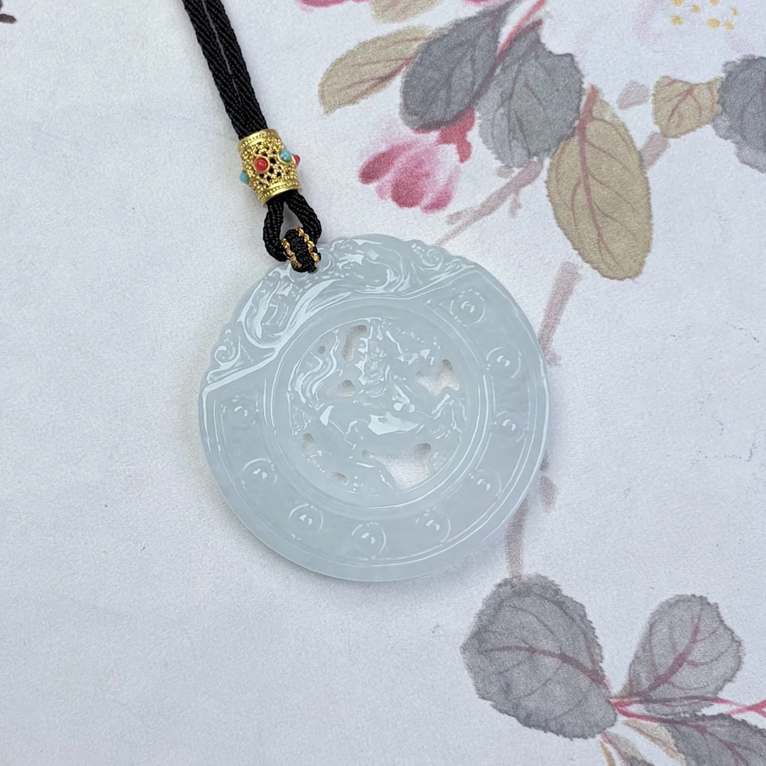 273252/天然缅甸翡翠A货时来运转马牌吊坠  多样性一件发