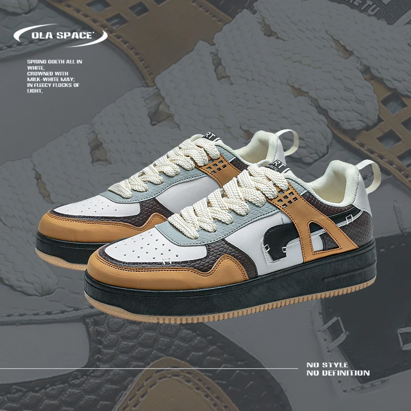 【新品】2025新款潮流男鞋ins空军一号复古厚底板鞋百搭休闲运动鞋