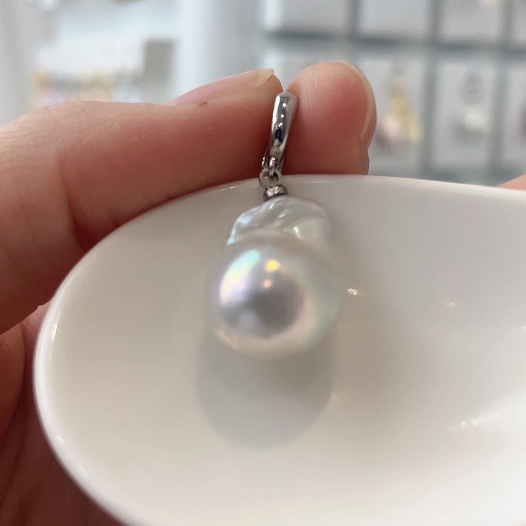 淡水珍珠天然珍珠巴洛克银S925镶嵌
