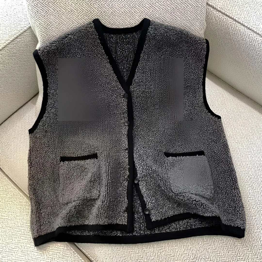 毛衣衫拼色圆领针织马甲开衫2024秋冬新款韩系无袖叠穿马夹毛衣女