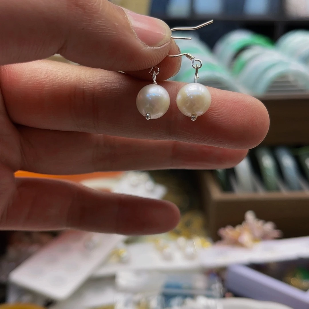 淡水珍珠耳饰银S925镶嵌