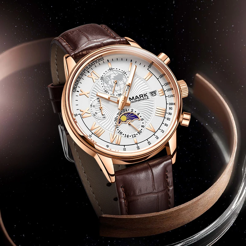 马克华菲纵横四海男士手表月相时尚潮流名表夜光日历功能商务5067