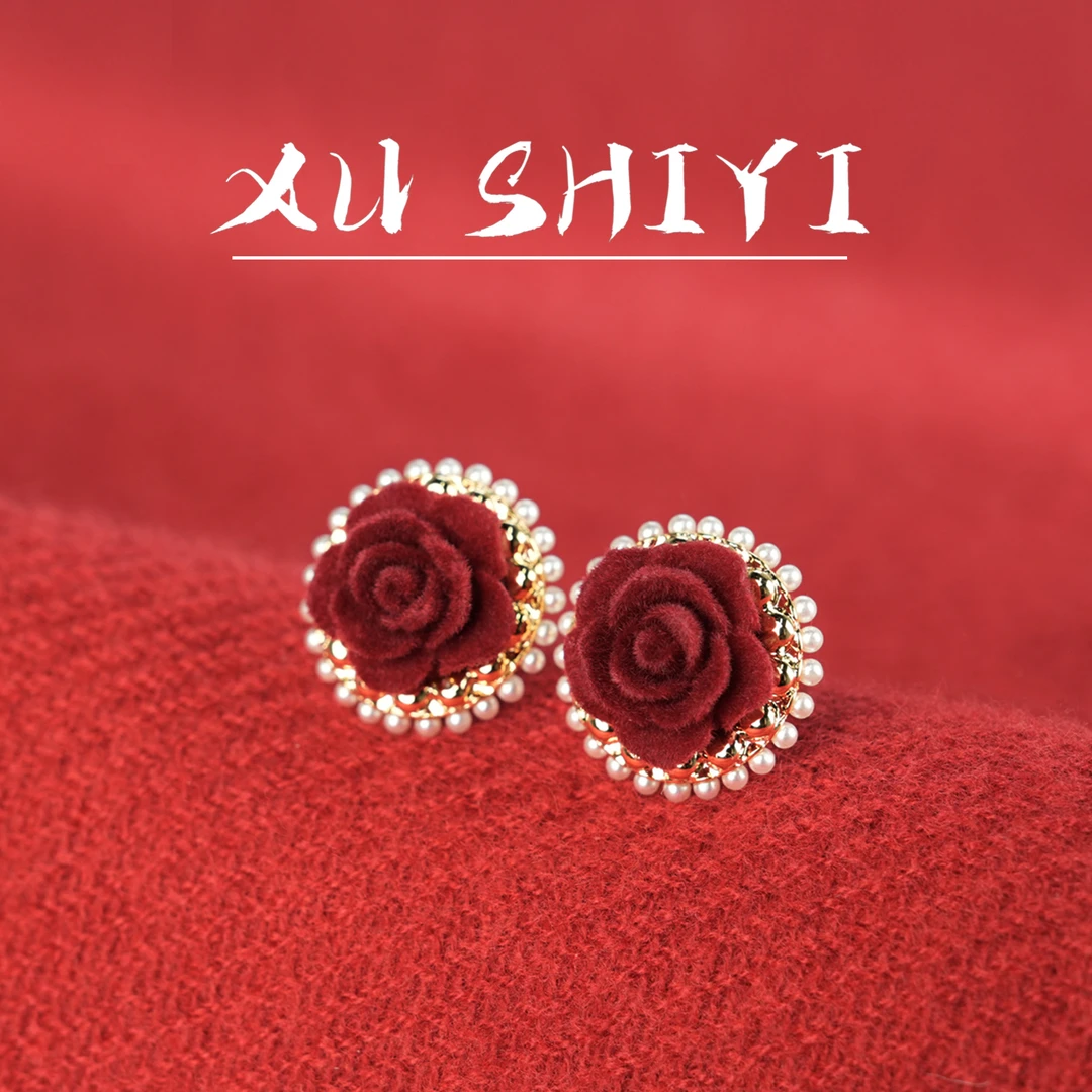 铜合金耳饰 【禧礼】新中式国风显气质复古红色显白耳钉X2401