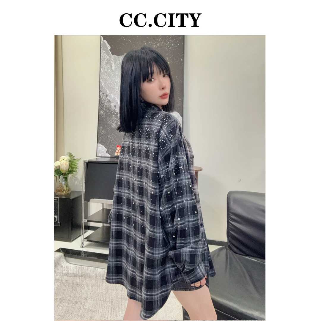 【蔡丽丽&添羽】时尚洋气高级百搭烫钻衬衣外套6x697