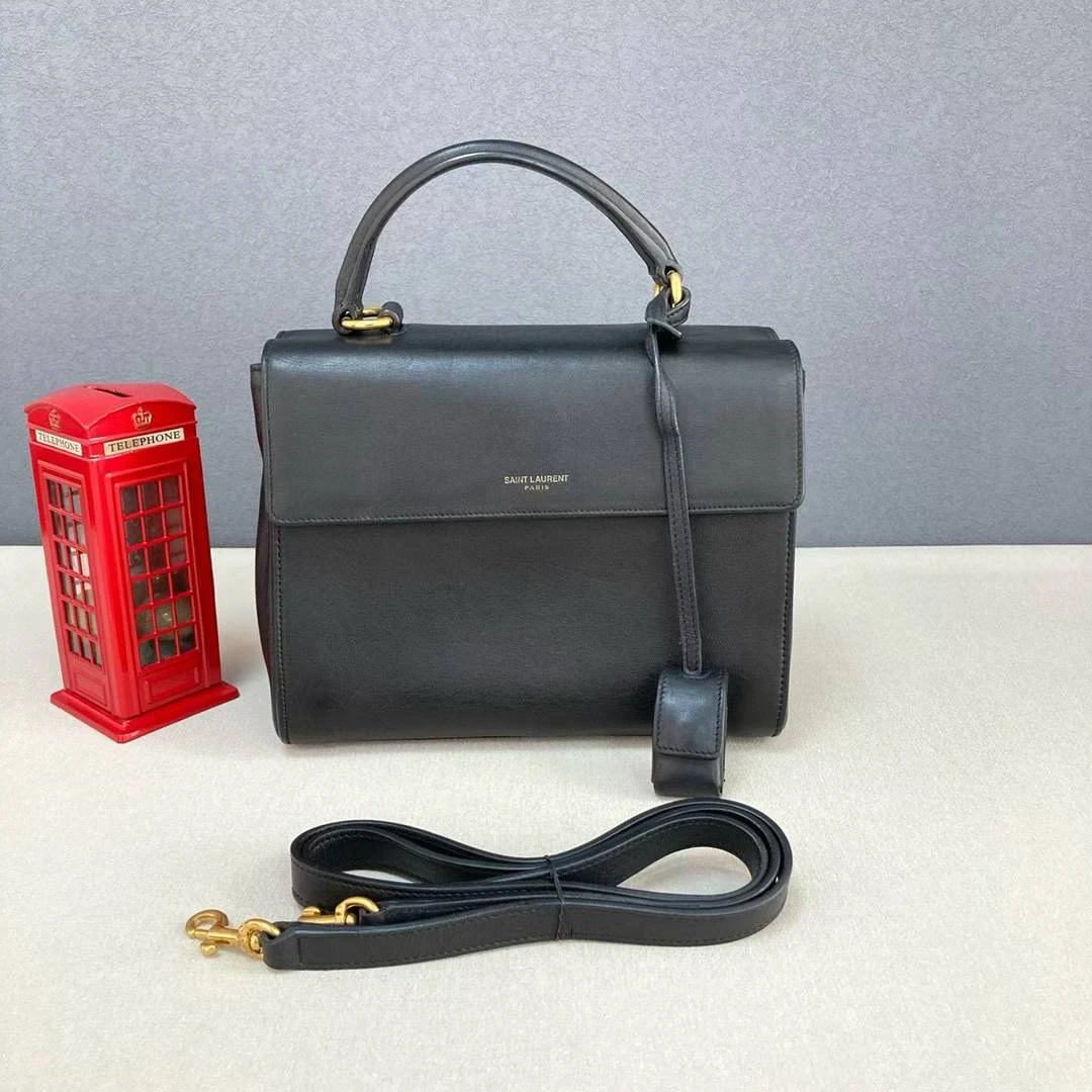 95新 YSL/圣罗兰 【白菜】光面牛皮 手提斜挎包/BGD902090007