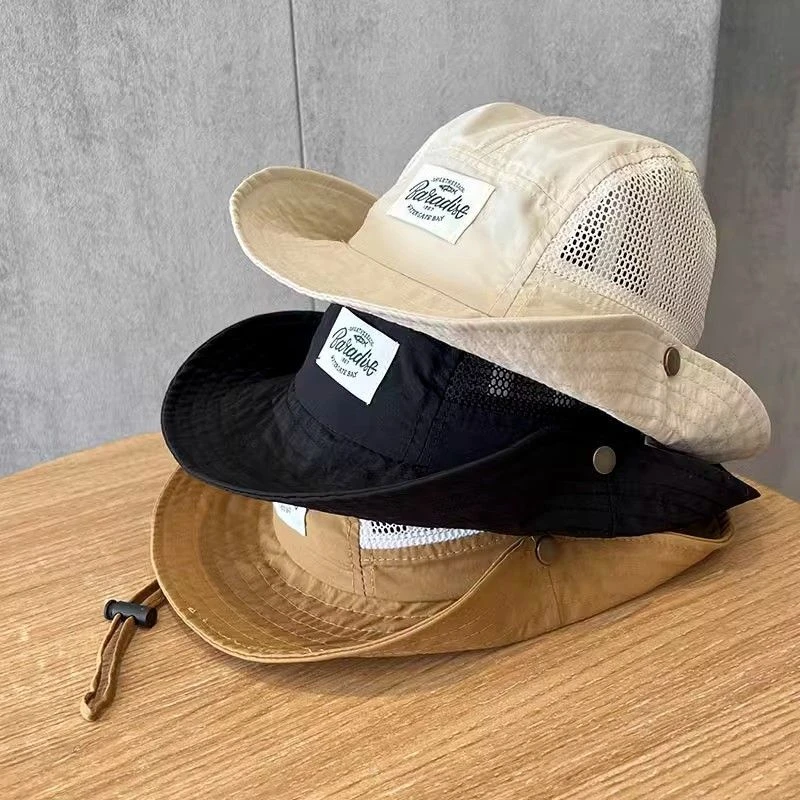 儿童帽子夏季网眼登山帽男女宝宝薄速干遮阳防晒帽大檐沙滩太阳帽