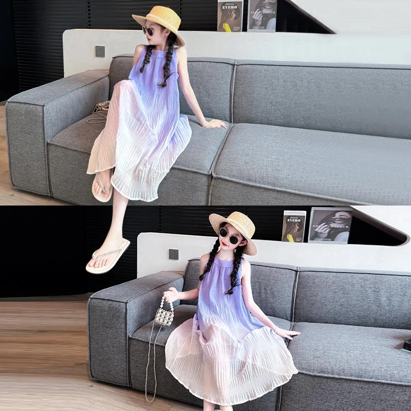 范哲萨女童波西米亚连衣裙2025新款女大童夏季度假沙滩裙儿童夏装