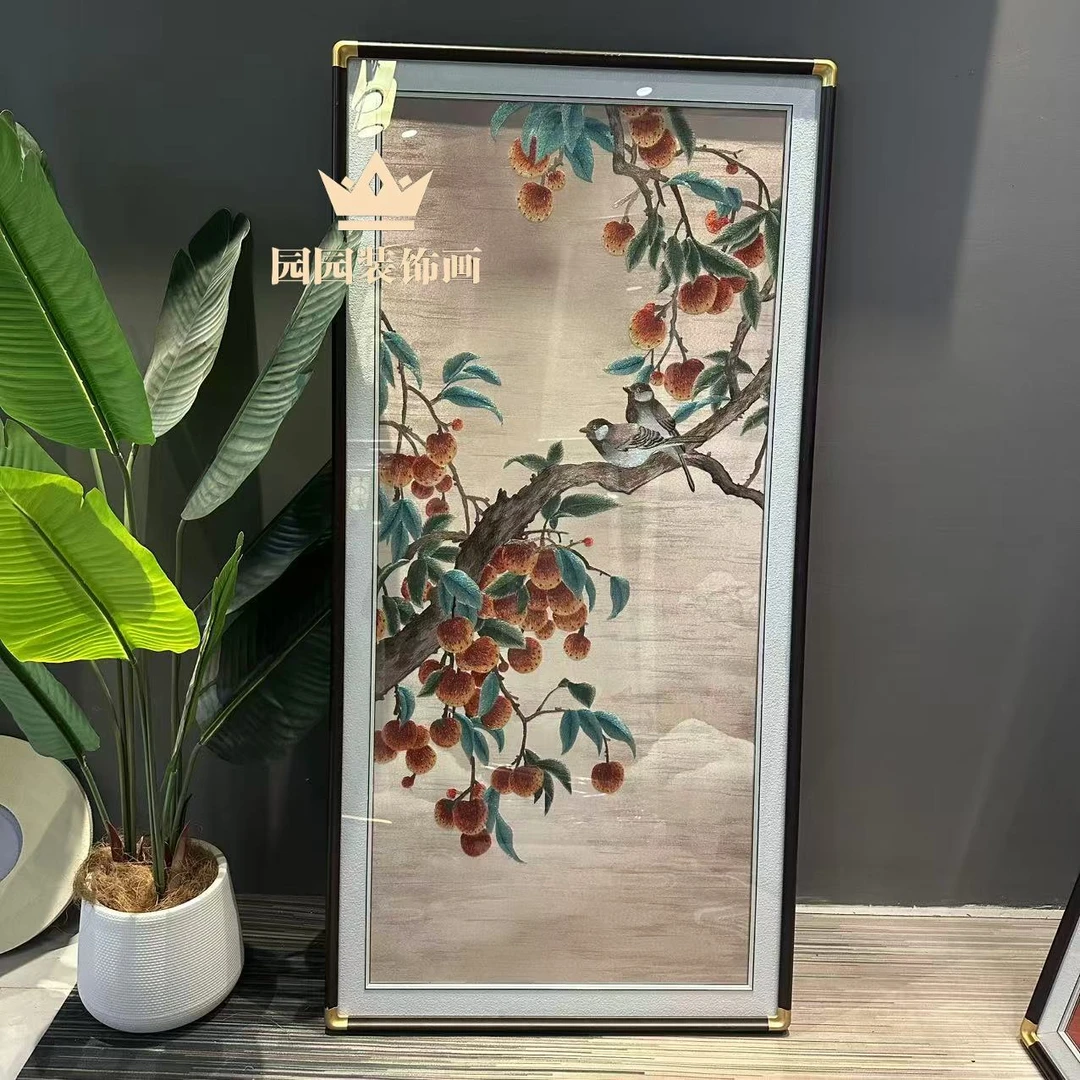 【喜鹊荔枝】织锦绣成品新中式轻奢玄关装饰画进门苏州刺绣壁画