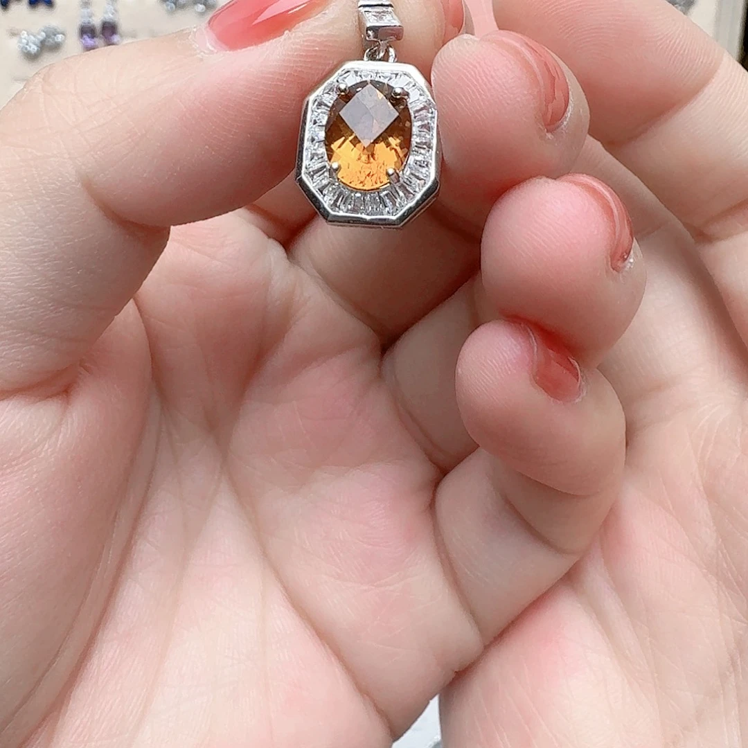 水晶吊坠(不含链)银S925镶嵌