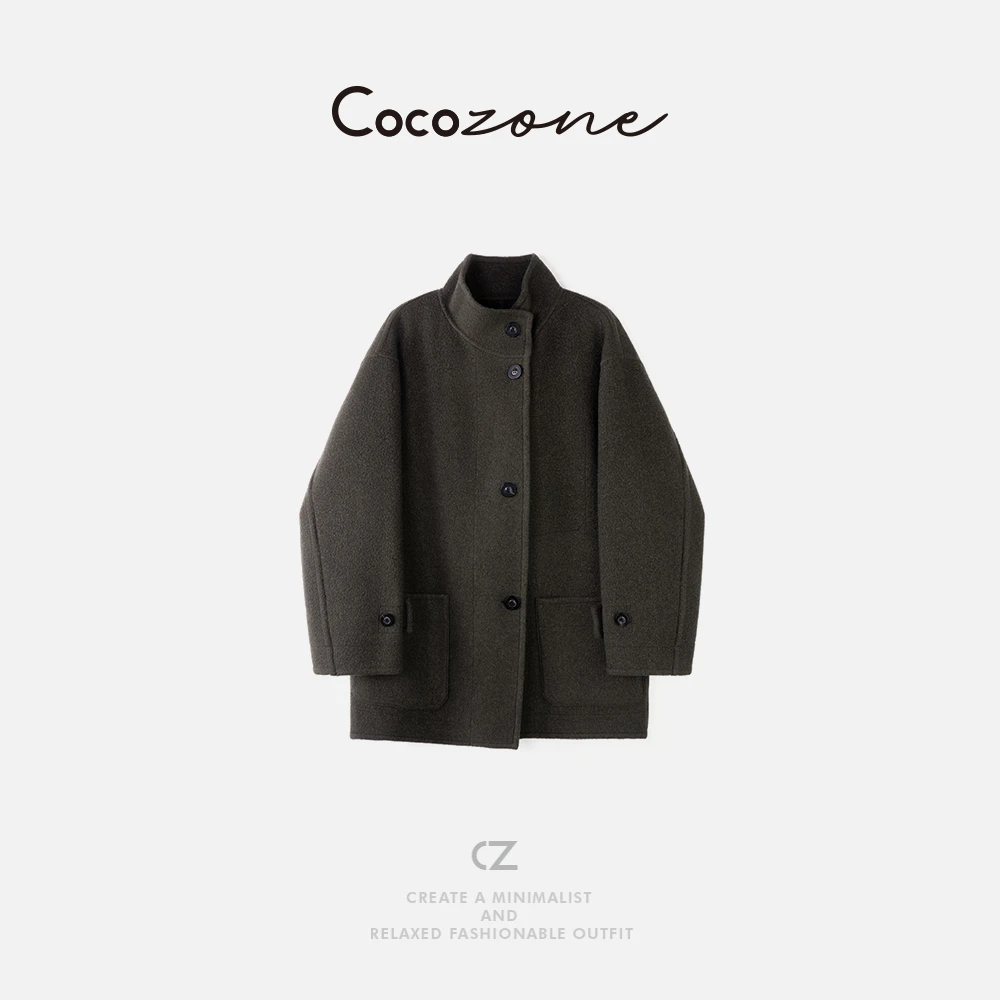 COCO ZONE 刘一一 “苏黎世”绵羊毛混纺廓形双面呢外套 CD2A2337