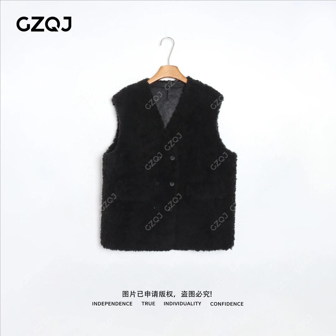 老琴私服【影绒】琥珀流光风100绵羊毛复古无袖马甲女秋冬款 13