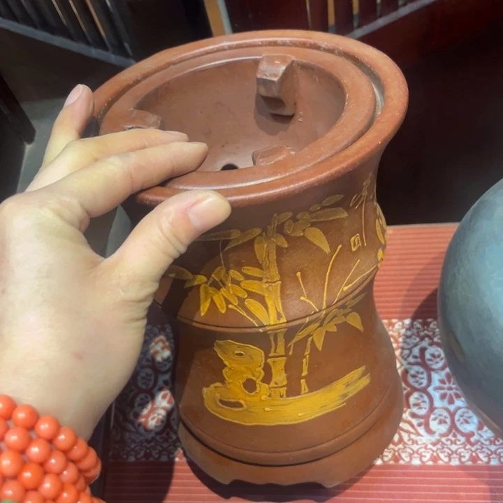 蜜安罐瓷香炉锡茶则