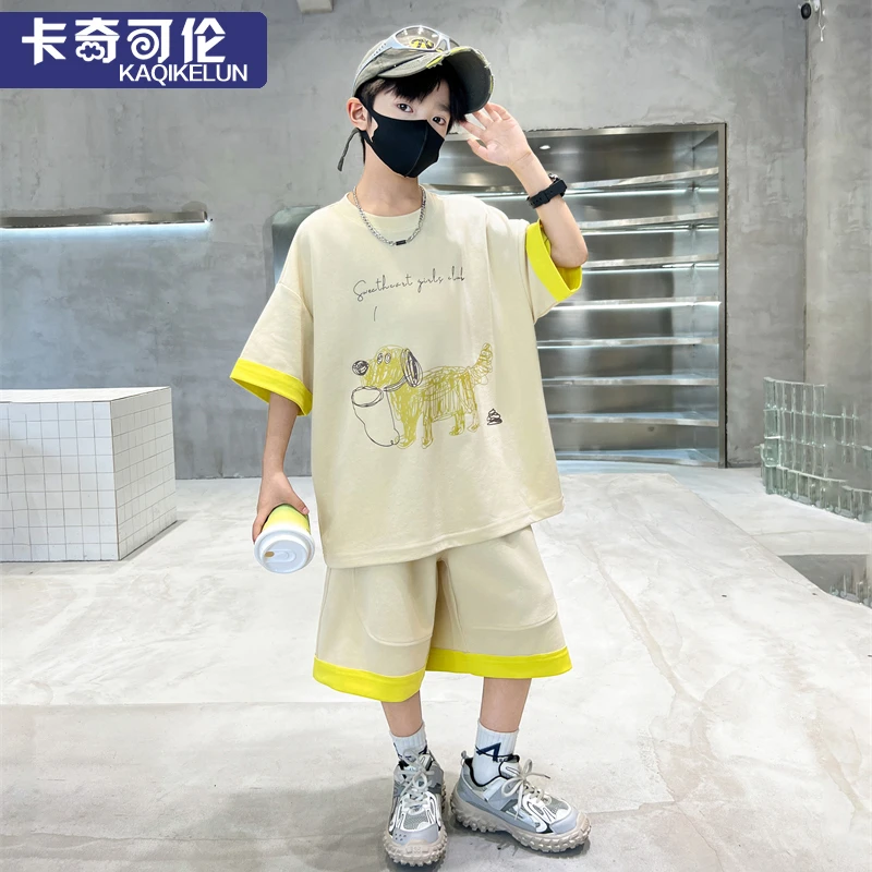 儿童夏季套装2025新款大童休闲帅气运动童装男童夏装短袖男孩衣服