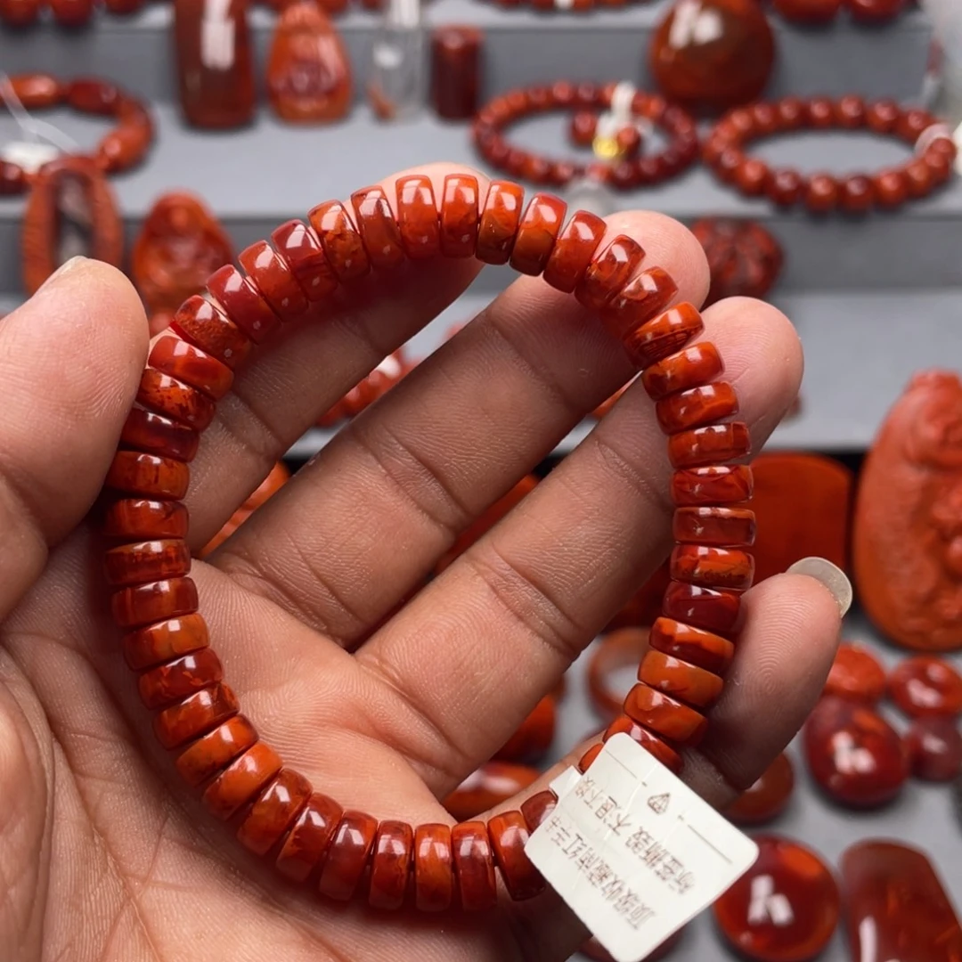 南红玛瑙未镶嵌珠宝奇石单圈8➕