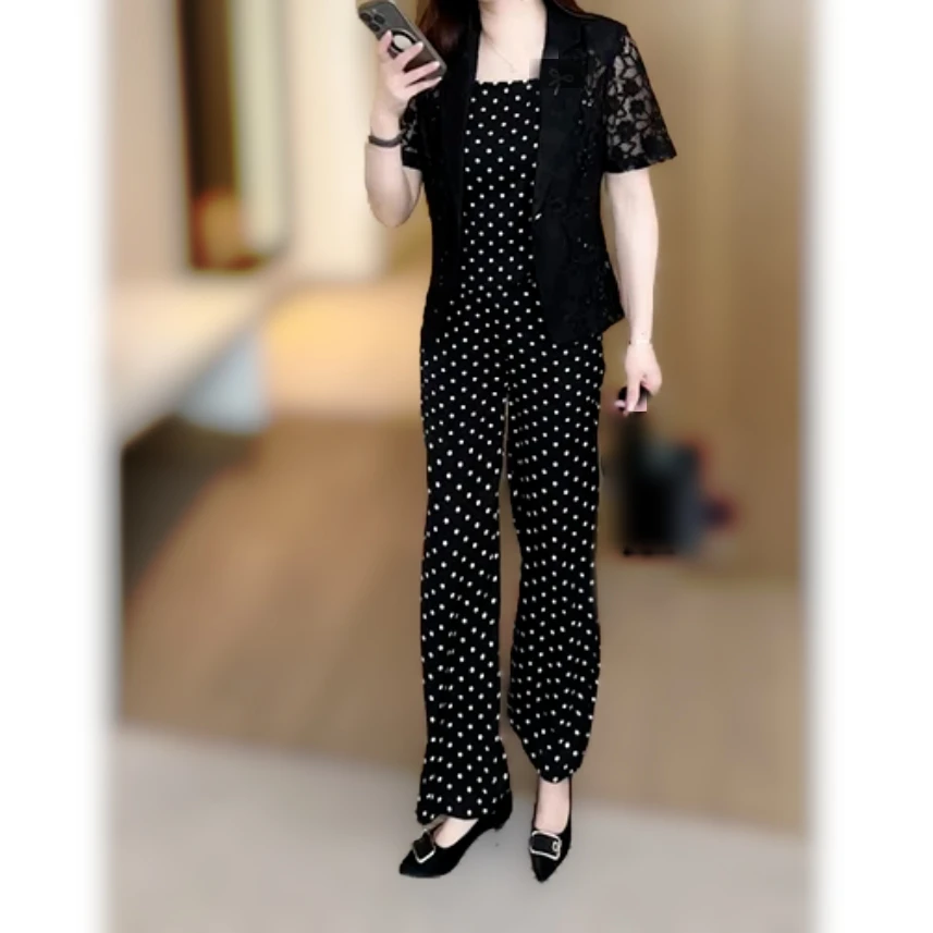 02时尚短袖套装女2025年夏季新款遮肚子洋气减龄阔腿裤