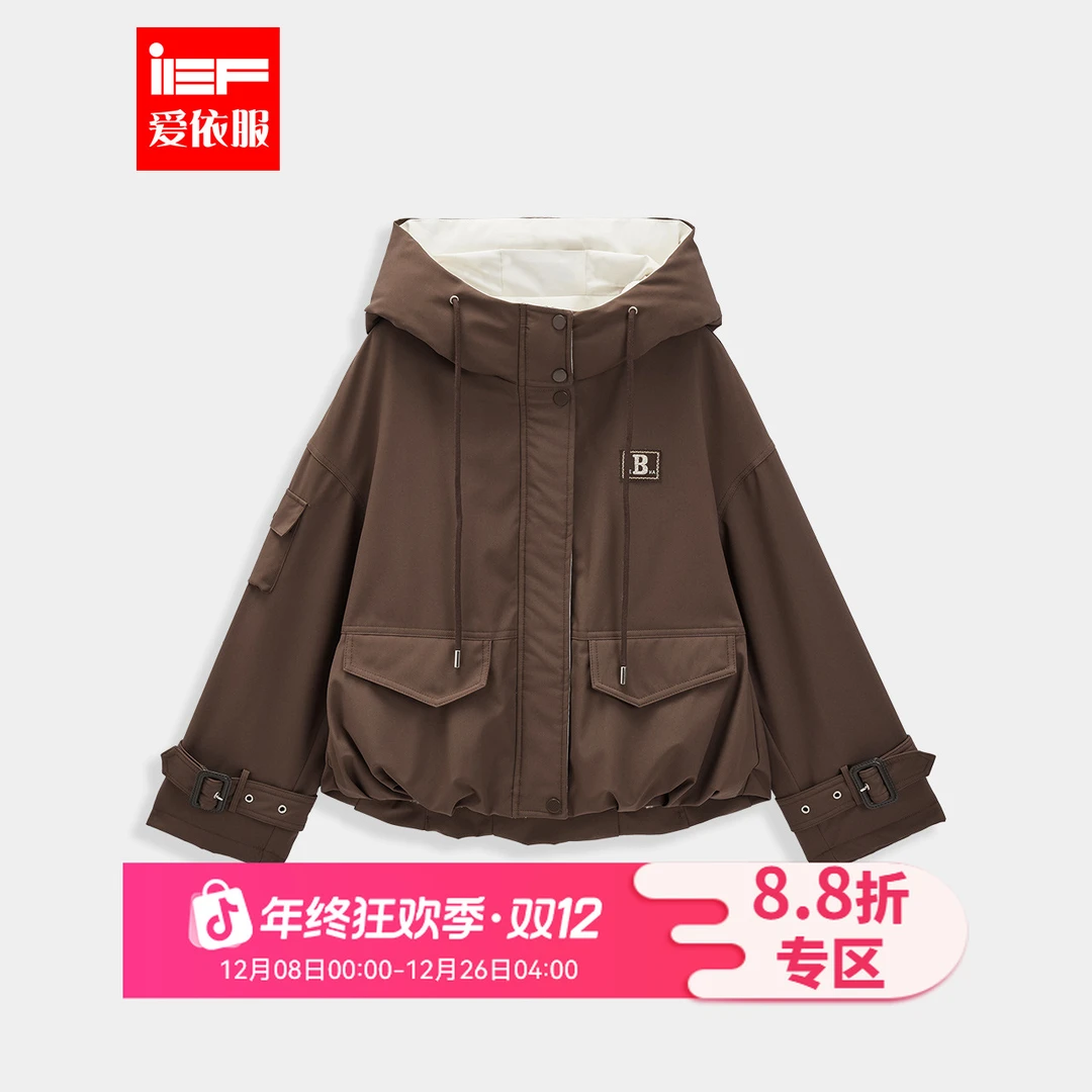 IEF/爱依服2025新款冬季韩版休闲日常基础款加绒加厚保暖外套