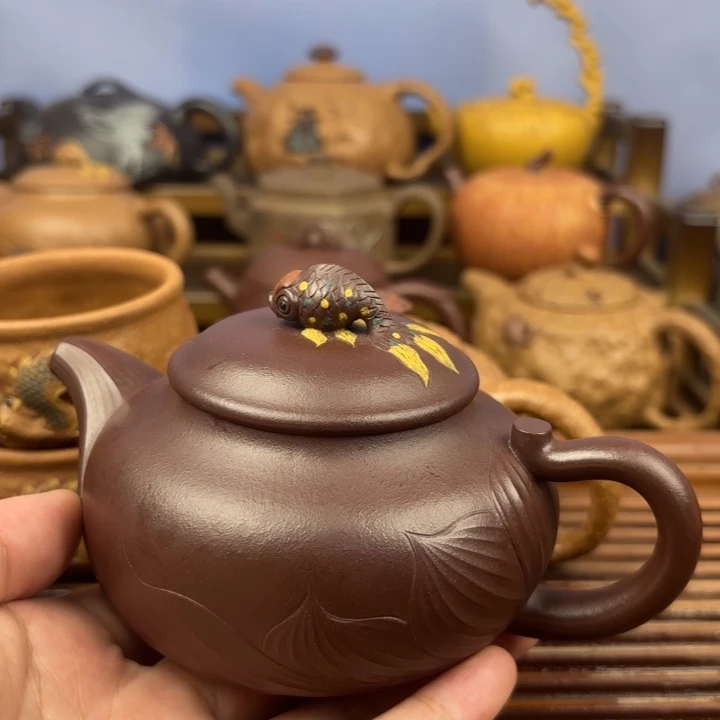 茶壶紫砂金玉满堂原矿老紫泥220c