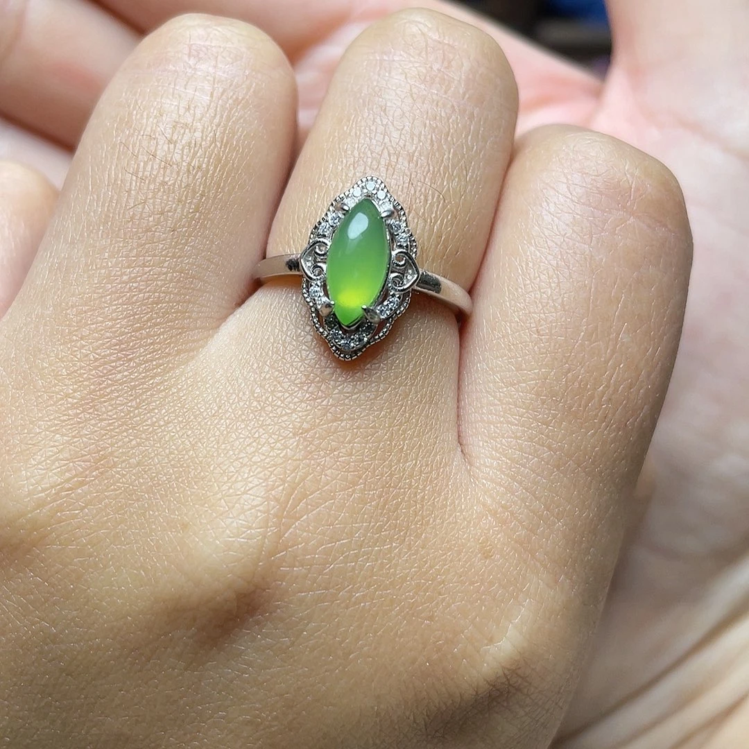 和田玉（碧玉）银S925镶嵌吊坠(赠链)戒指