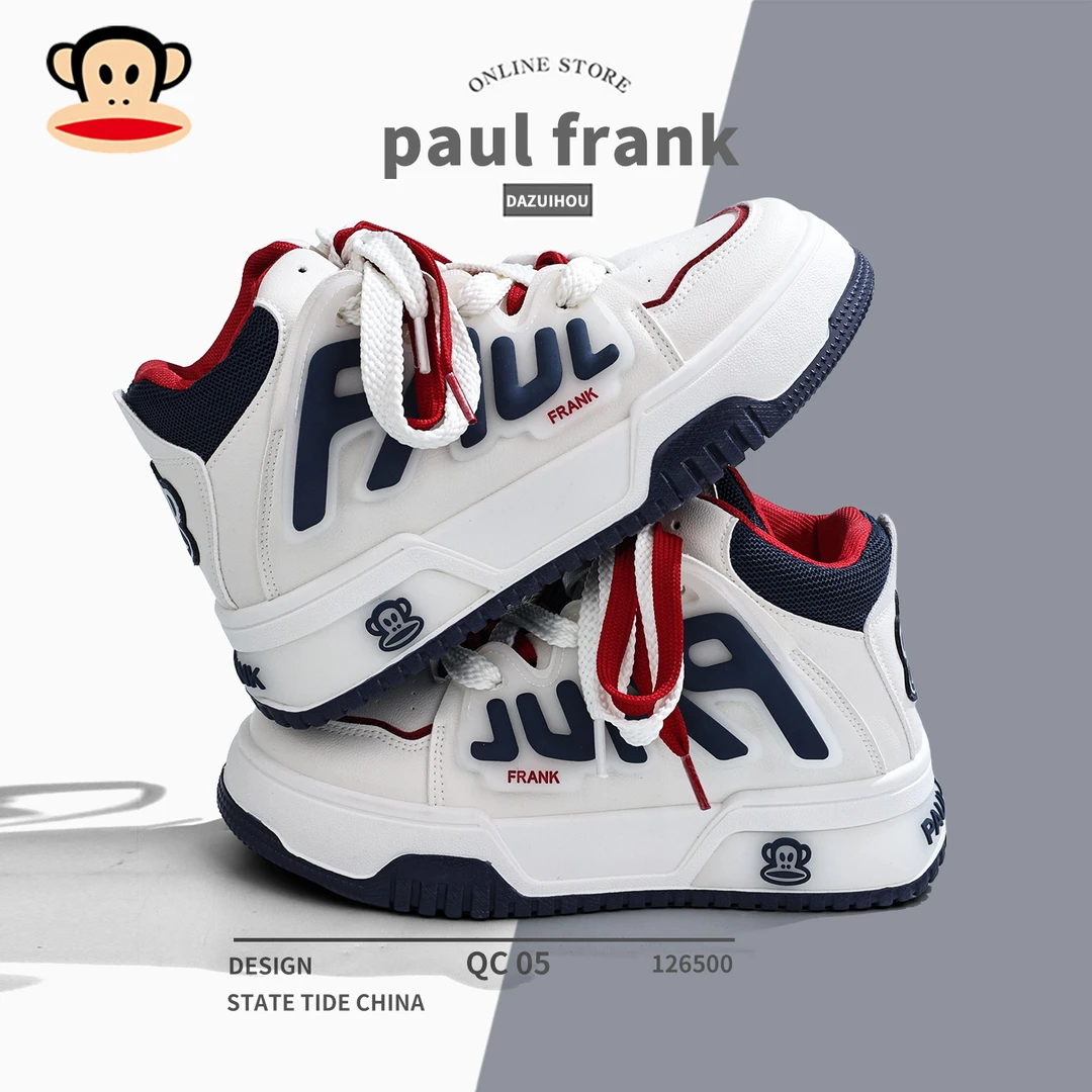 大嘴猴新款高帮休闲鞋百搭ins潮鞋学生厚底情侣款运动美式板鞋子