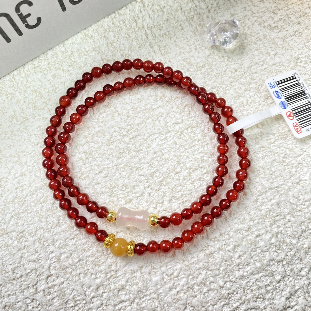 红色玛瑙卡4手链圆珠单圈多圈素圈设计定制多样性发其一YD1069