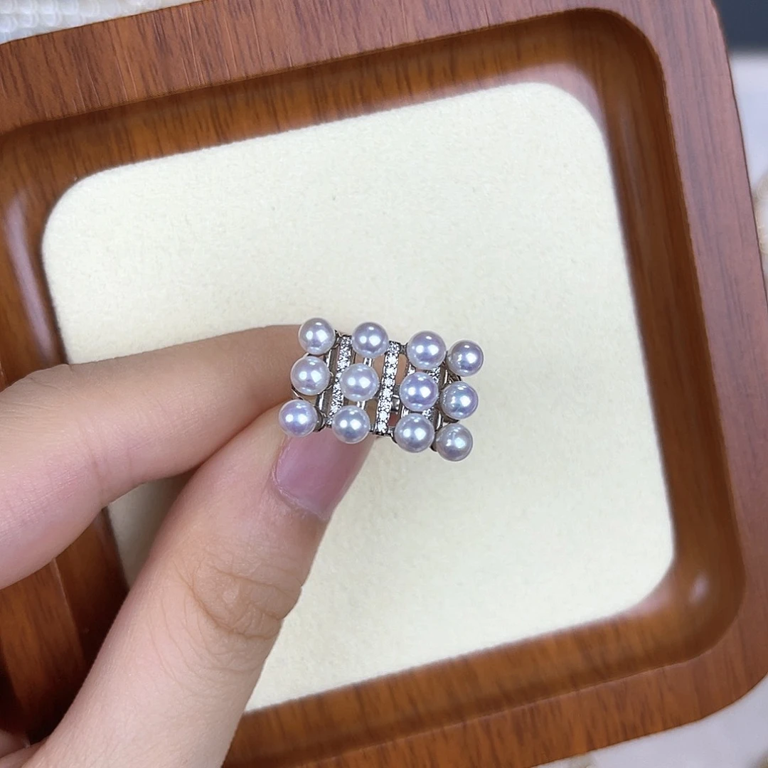 戒指银S925镶嵌淡水珍珠
