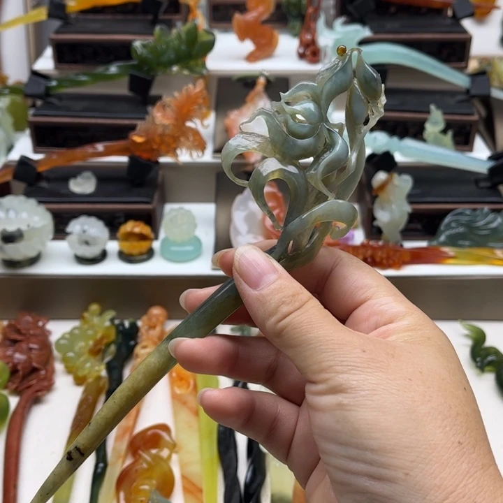 蛇纹石玉未镶嵌岫玉发簪