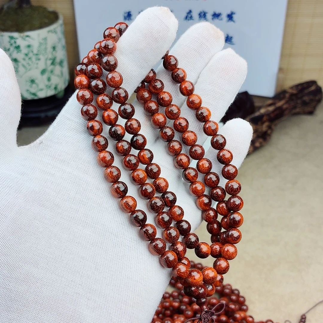 手串/手链檀香紫檀（小叶紫檀）08火焰纹琴料无胶无腊108