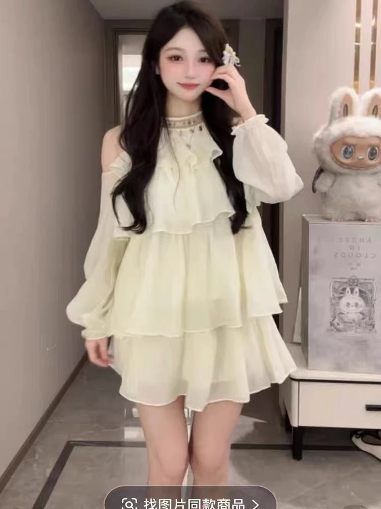 K3982春夏2025甜美减龄挂脖露肩设计感气质时尚宽松显瘦套装