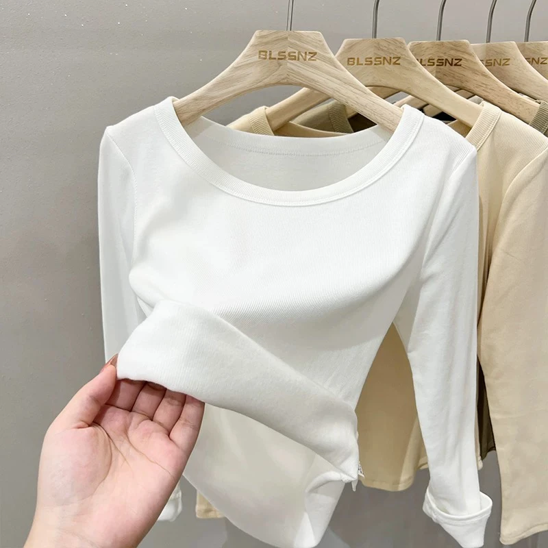 圆领新款洋气时尚休闲上衣磨毛长袖t恤 1606