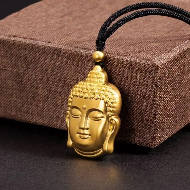 【玖玖黄金】足金999投资金 古法佛头吊坠 磨砂哑光