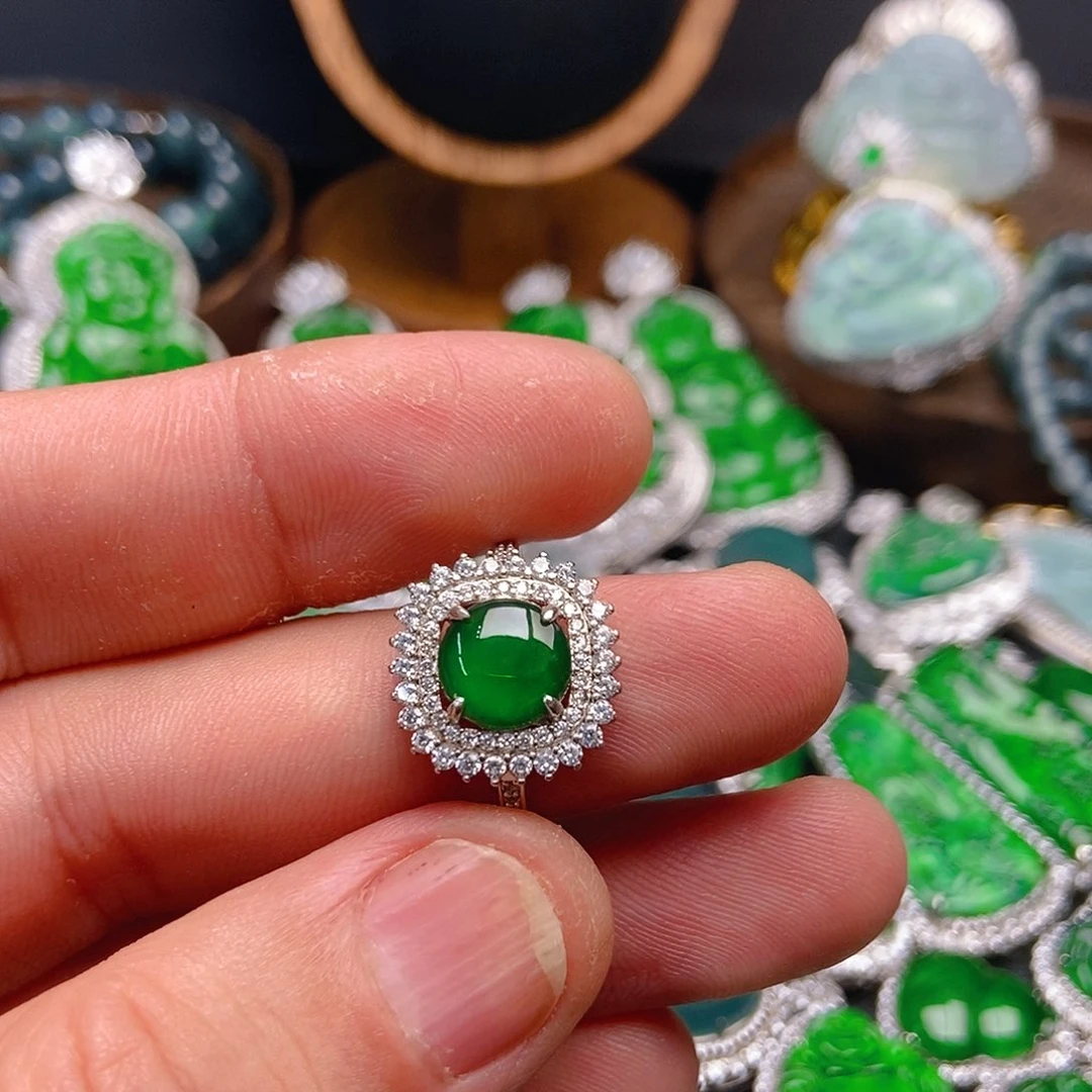 翡翠戒指银S925镶嵌838戒指