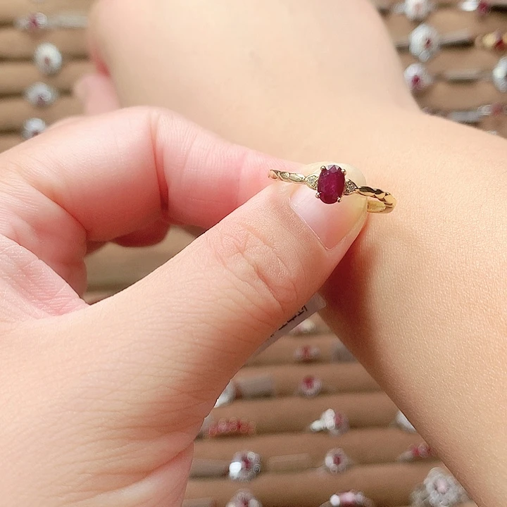 戒指银S925镶嵌红宝石