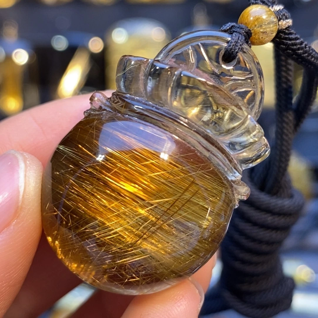 水晶颈饰未镶嵌发晶福袋吊坠