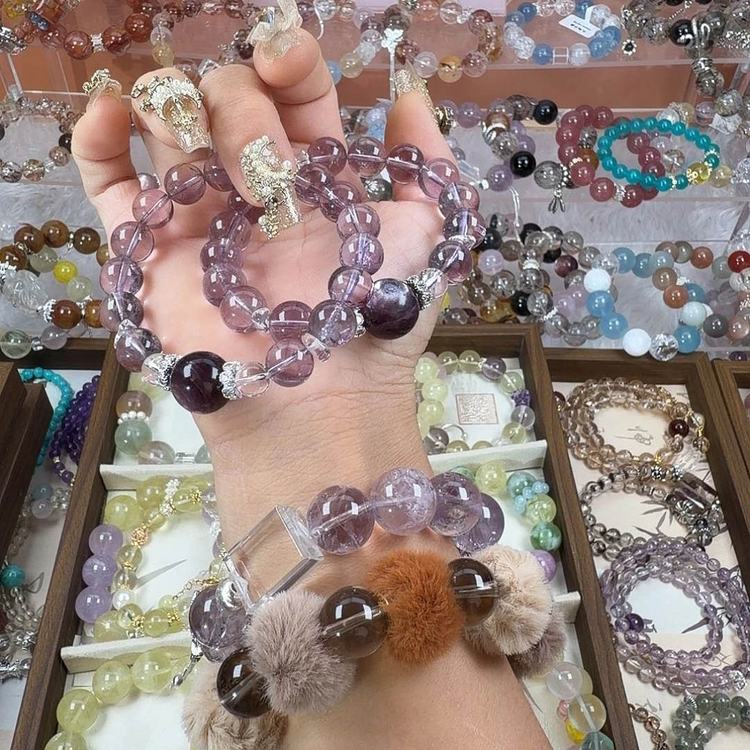 生***米烟晶银S925镶嵌手链