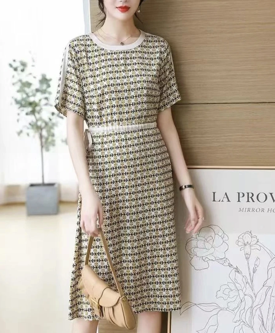 【专柜直供】小个子福利时尚百搭气质显瘦遮肉名媛真丝休闲千金风裙