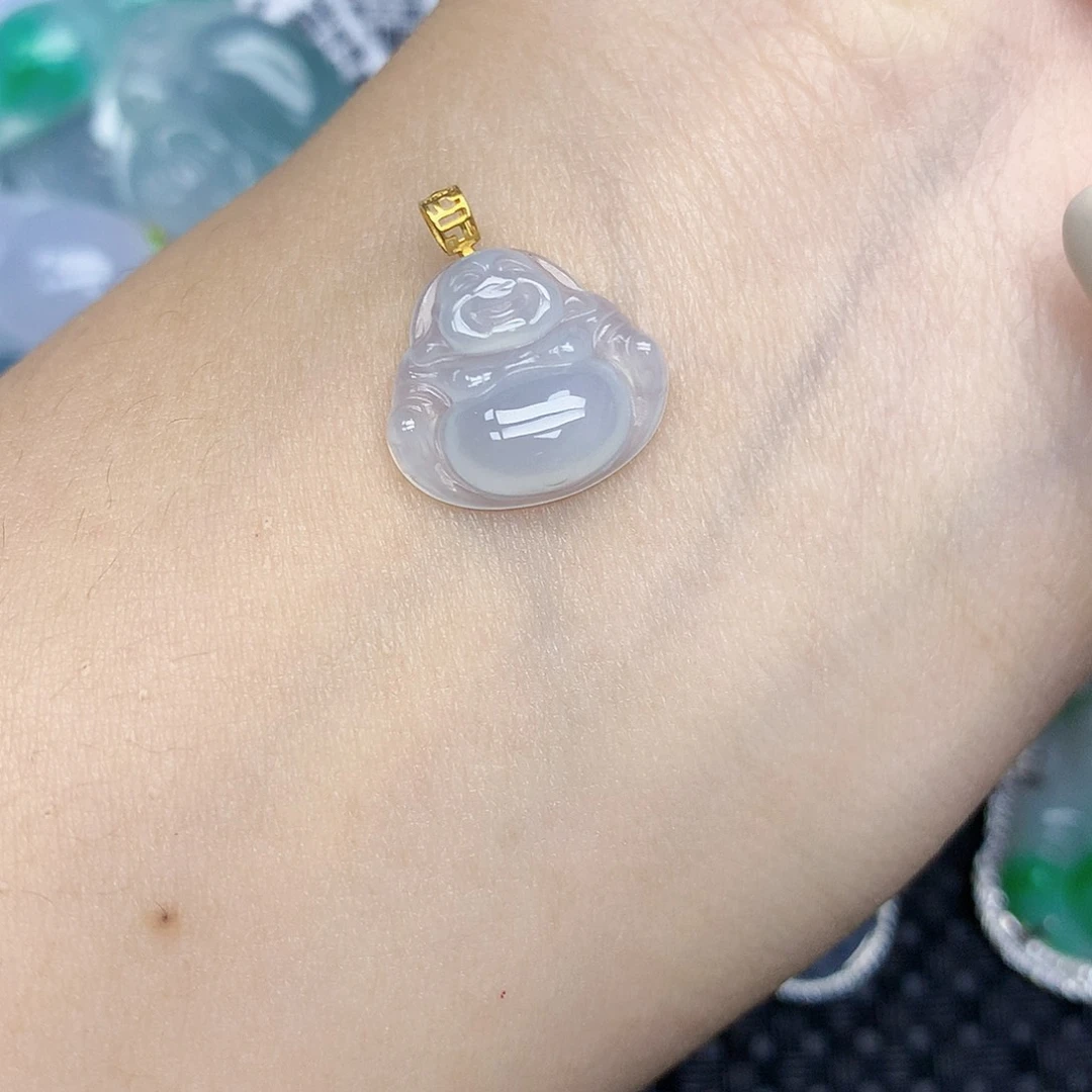 翡翠18K金镶嵌颈饰天然缅甸翡翠a货百元以上9元证书费自理