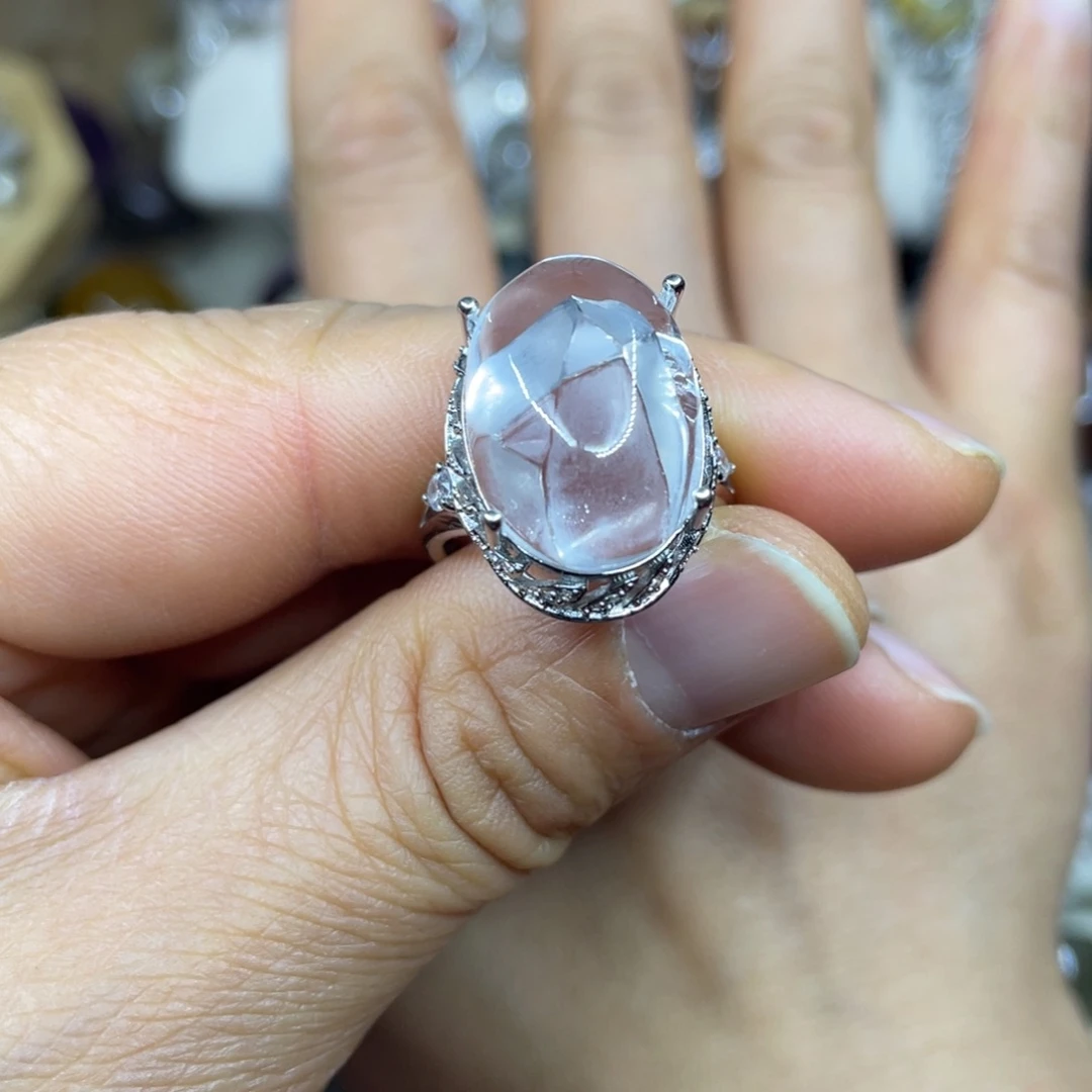 【闪购商品】银S925镶嵌珠宝半成品水晶戒指