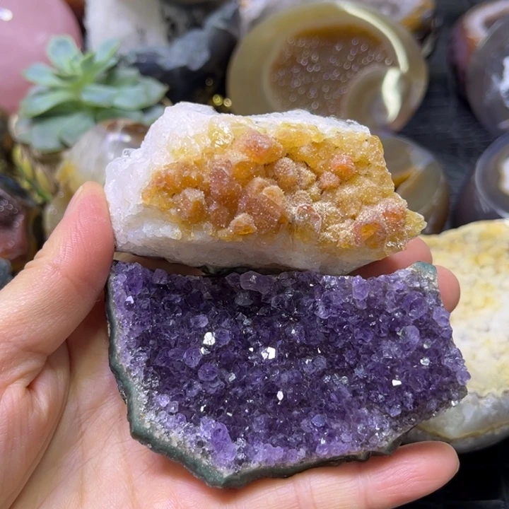 水晶发饰未镶嵌紫黄原石