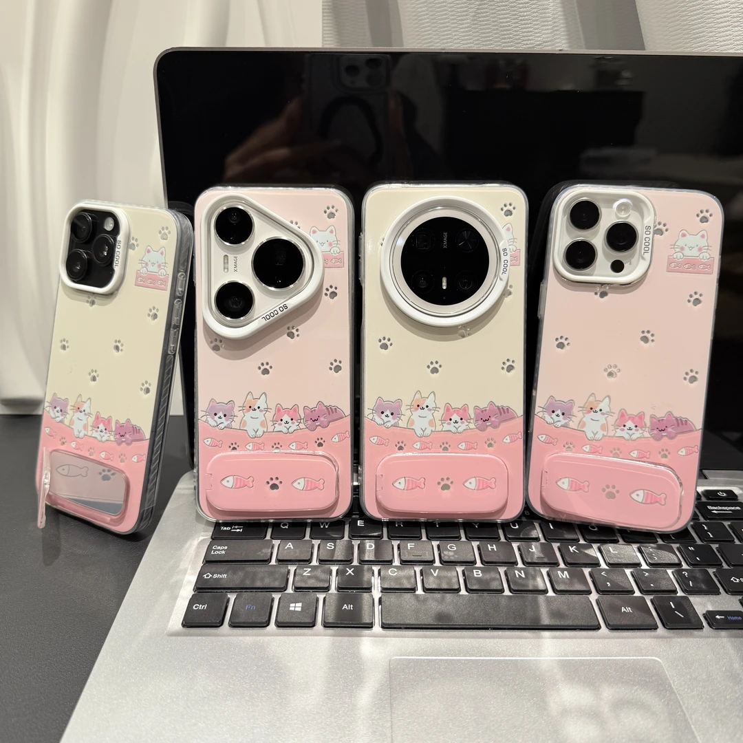 四只小猫彩银适用苹果/华为/荣耀/OPPO/VIVO/小米手机壳卡通防摔