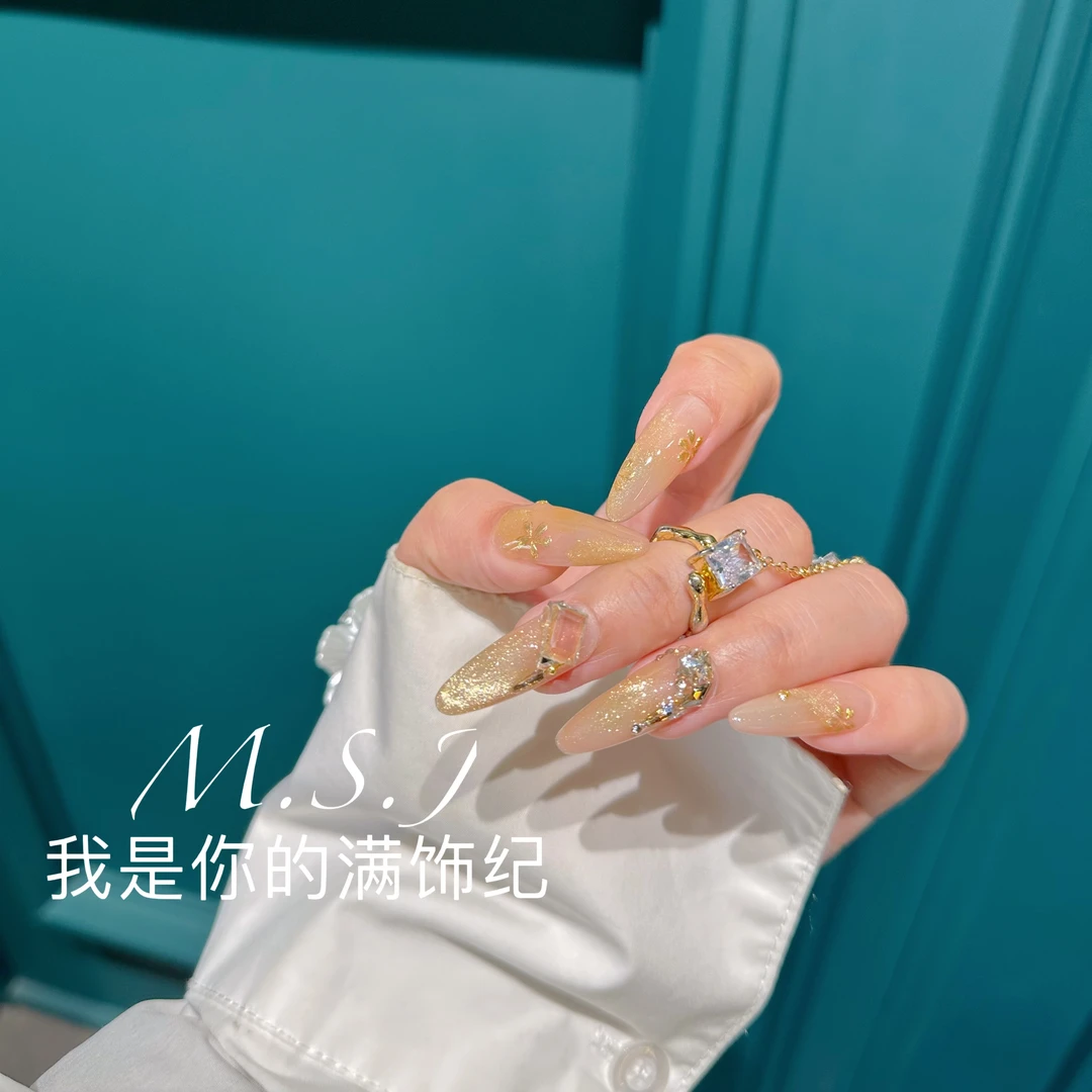 满饰纪|M1045「金灿灿」轻奢钻饰超闪穿戴甲手工穿戴甲堆堆钻