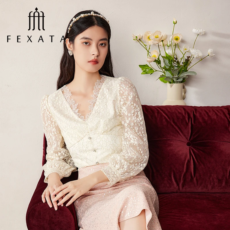 【媛媛女王严选】FEXATA斐格思长袖气质蕾丝衫