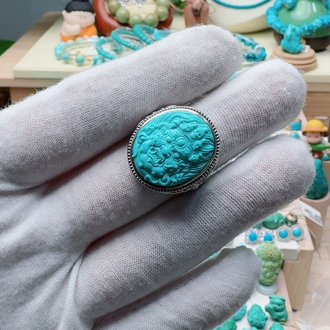 绿松石银S925镶嵌戒指