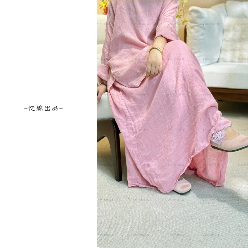 262466忆绵出品夏日上新亚麻系绳百搭双层气质半身裙