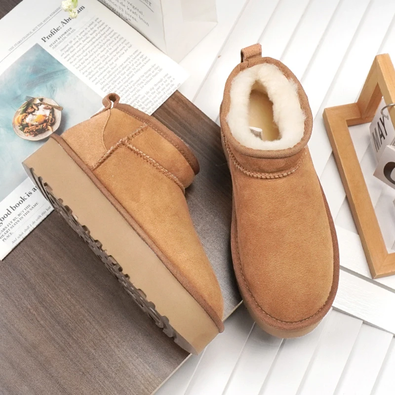 羊皮毛一体周冬雨同款mini雪地靴2025年冬季新款厚底防滑短筒棉鞋